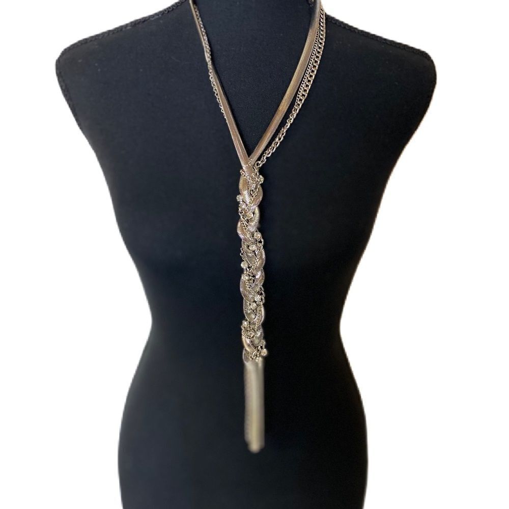 Boutique Silver Twisted Multi Layered Chain